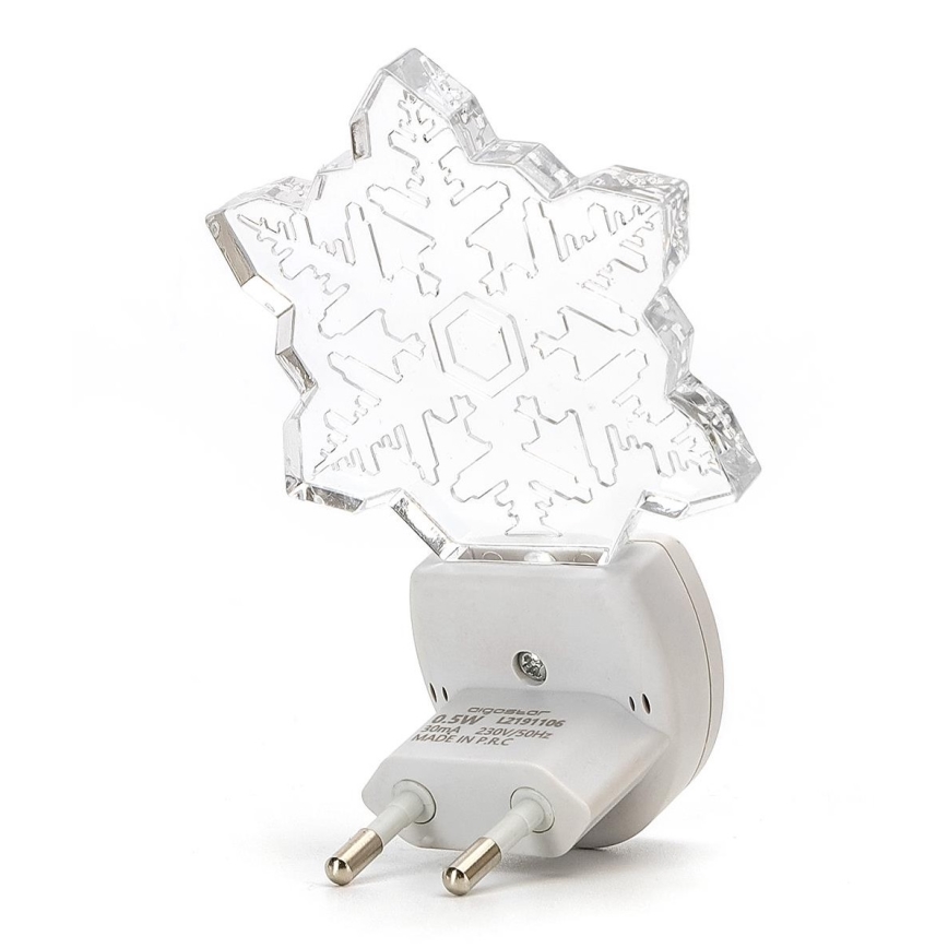 Aigostar - LED RGB Nattlampa med sensor LED/0,5W/230V snöflinga