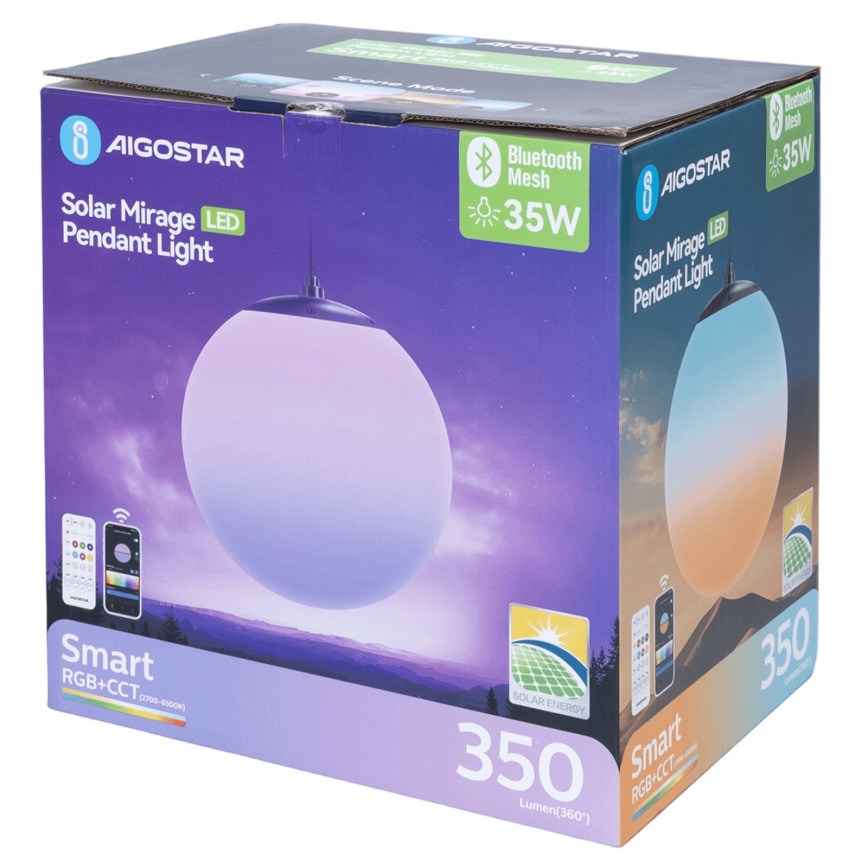 Aigostar - LED RGB Dimbar  solcellsljuskrona MESH LED/5W/3,7V 8000 mAh 2700K-6500K IP65 diameter 30 cm
