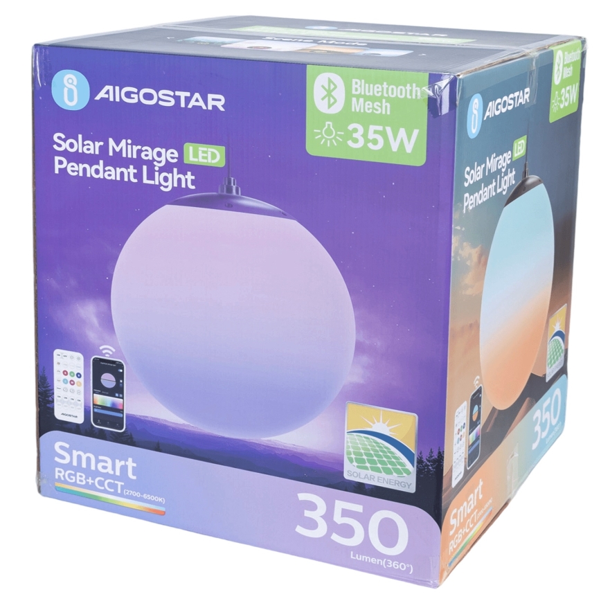 Aigostar - LED RGB Dimbar  solcellsljuskrona MESH LED/35W/3,7V 8000 mAh 2700K-6500K IP65 diameter 50 cm