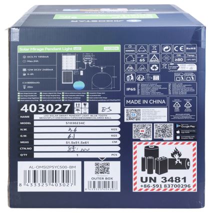 Aigostar - LED RGB Dimbar  solcellsljuskrona MESH LED/35W/3,7V 8000 mAh 2700K-6500K IP65 diameter 50 cm