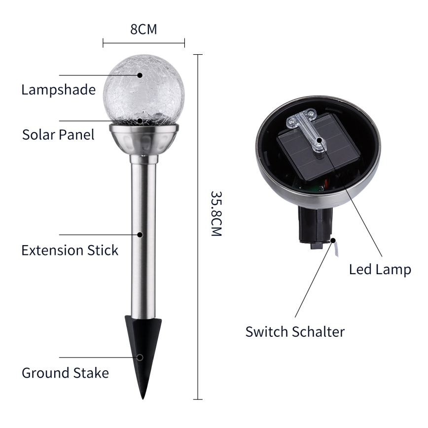 Aigostar - LED RGB solcellsbelysning LED/0,08W/2V IP44 200 mAh