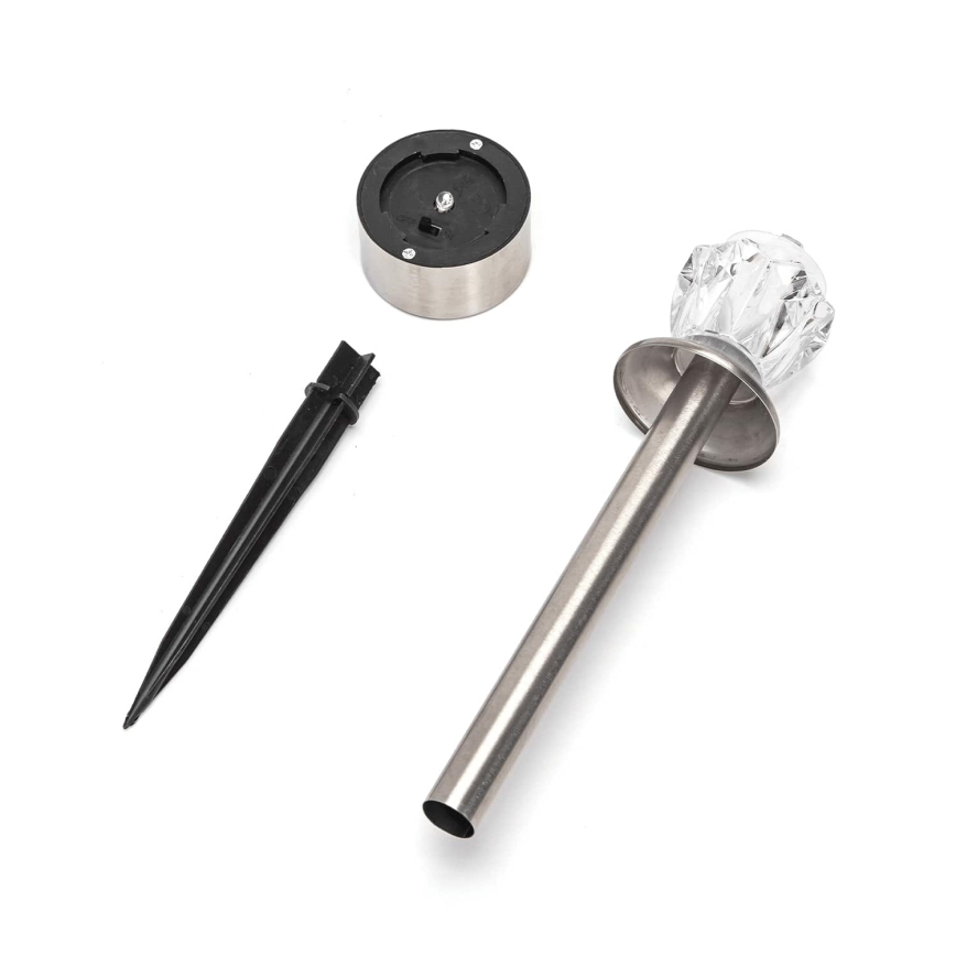 Aigostar - LED RGB solcellslampa LED/0,006W/1,2V 35,5 cm 100 mAh matt krom IP44