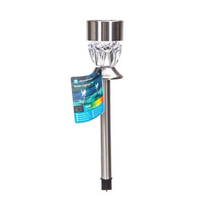 Aigostar - LED RGB solcellslampa LED/0,006W/1,2V 35,5 cm 100 mAh matt krom IP44