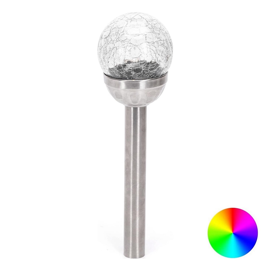 Aigostar - LED RGB solcellslampa LED/0,006W/1,2V 37,8cm 100 mAh matt krom IP44
