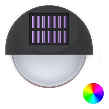 Aigostar - LED RGB Solcellsvägglampa LED/1W/1,2V svart IP44