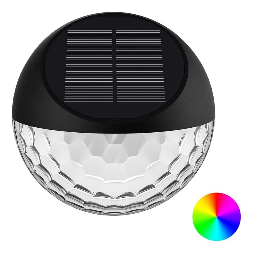 Aigostar - LED RGB Solcellsvägglampa LED/2W/1,2V svart IP44