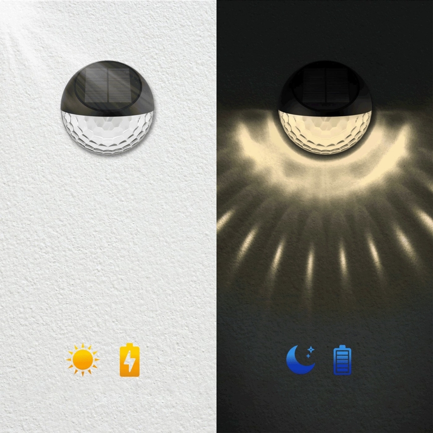 Aigostar - LED RGB Solcellsvägglampa LED/2W/1,2V svart IP44