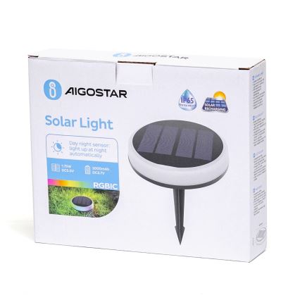Aigostar - LED RGBIC Solcellslampa LED/0,6W/3,7V IP65 2000 mAh