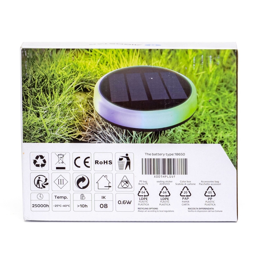Aigostar - LED RGBIC Solcellslampa LED/0,6W/3,7V IP65 2000 mAh