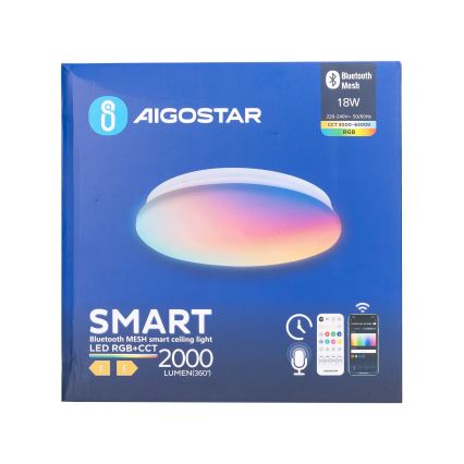 Aigostar - LED RGBW Ljusreglerad vägglampa för badrum MESH Smart LED/18W/230V 3000-6500K IP44 + fjärrkontroll