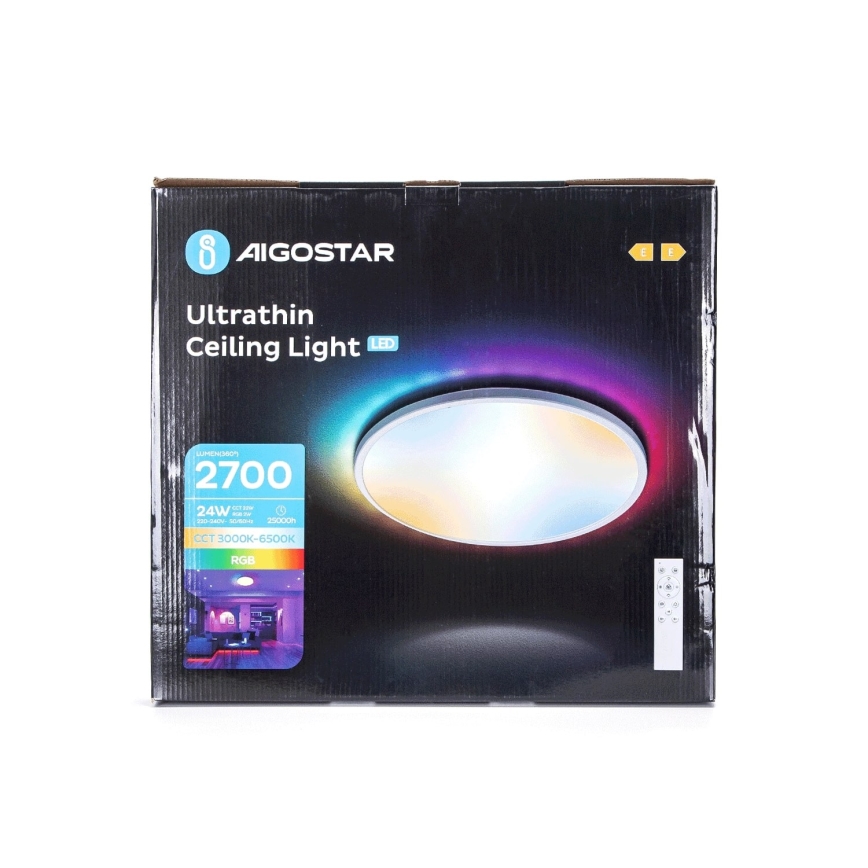 Aigostar - LED RGBW Ljusreglerad vägglampa för badrum LED/24W/230V 3000-6500K diameter 42 cm IP44 + fjärrkontroll