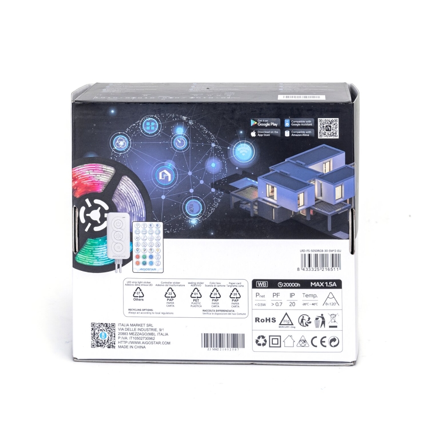 Aigostar - LED RGBW dimbar remsa LED/18W/12V 2x5 m Wi-Fi