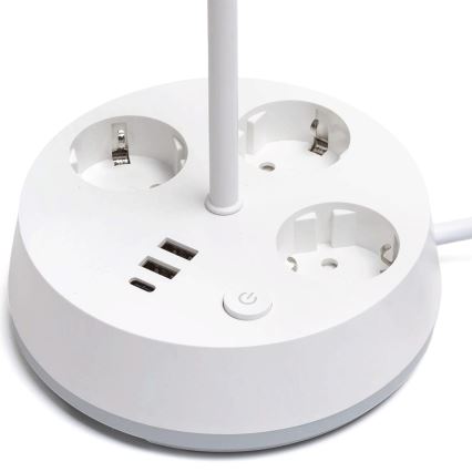 Aigostar - LED RGBW Dimbar skrivbordslampa med uttag och USB LED/4,6W/230V 3000/4000/6500K vit