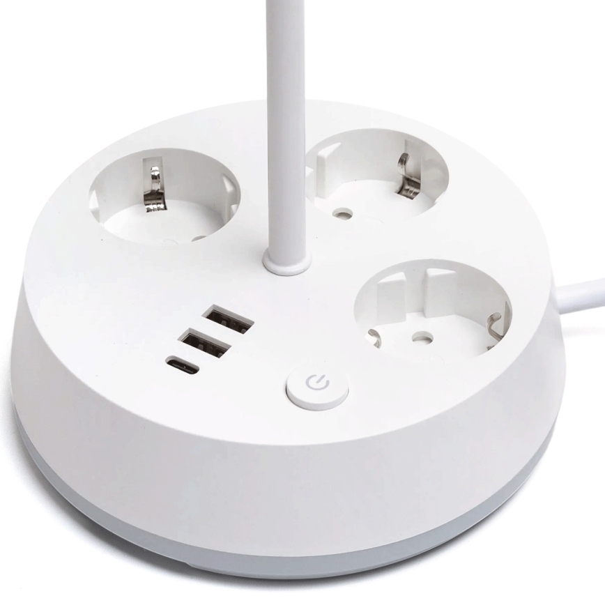 Aigostar - LED RGBW Dimbar skrivbordslampa med uttag och USB LED/4,6W/230V 3000/4000/6500K vit