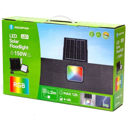 Aigostar - LED RGBW Dimbar solcellsstrålkastare LED/150W/3,4V IP66 12000 mAh + fjärrkontroll