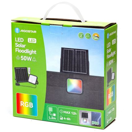 Aigostar - LED RGBW Dimbar solcellsstrålkastare LED/50W/3,4V IP66 4000 mAh + fjärrkontroll