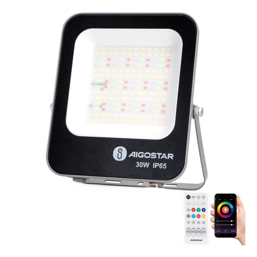 Aigostar - LED RGBW Dimbar strålkastare MESH Smart LED/30W/230V 6500K IP65 + fjärrkontroll