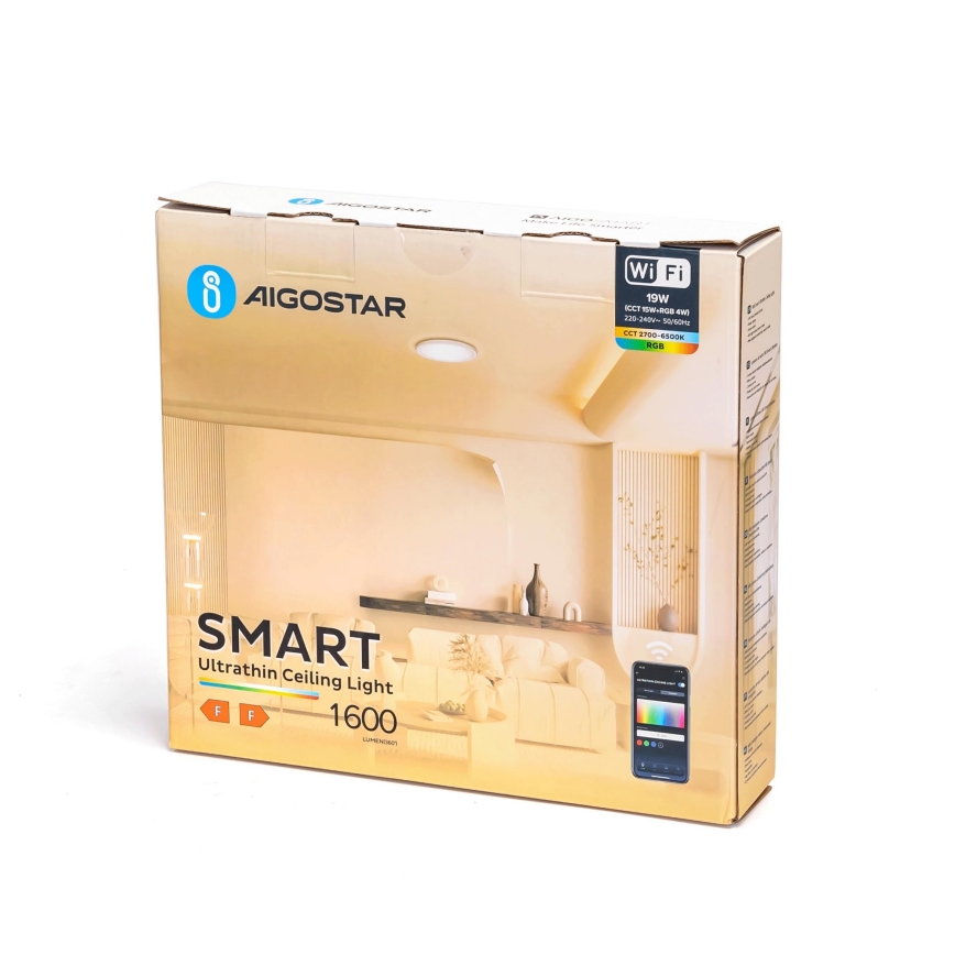 Aigostar - LED RGBW Dimbar taklampa LED/19W/230V 2700-6500K Wi-Fi