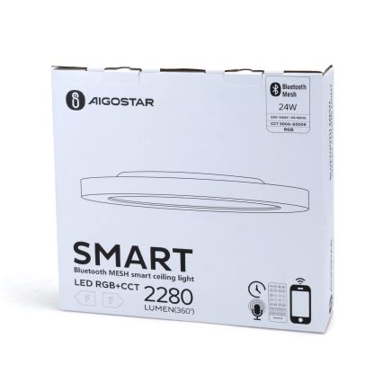 Aigostar - LED RGBW dimbar taklampa MESH LED/24W/230V 3000-6500K vit + fjärrkontroll
