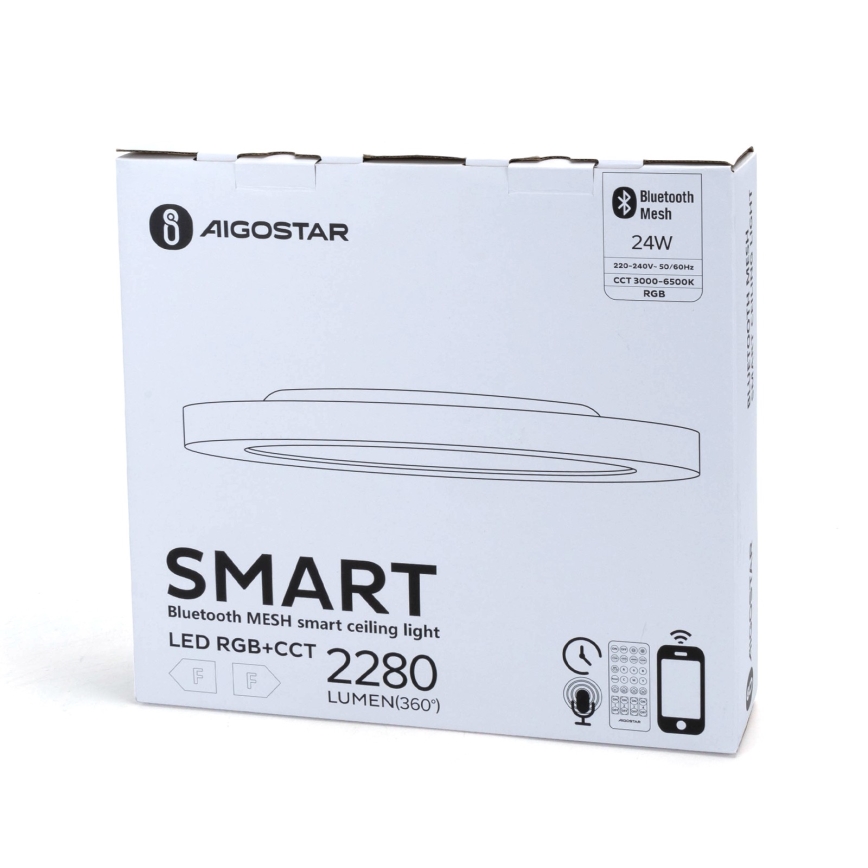 Aigostar - LED RGBW Dimbar taklampa MESH LED/24W/230V 3000-6500K vit + fjärrkontroll