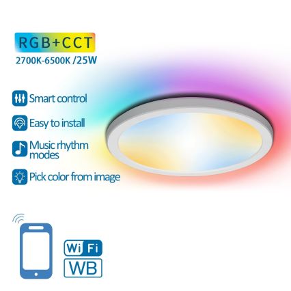 Aigostar - LED RGBW Dimbar taklampa LED/25W/230V 2700-6500K Wi-Fi