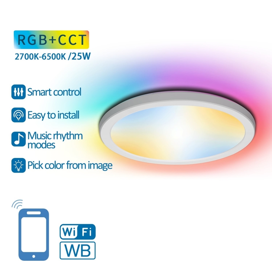 Aigostar - LED RGBW Dimbar taklampa LED/25W/230V 2700-6500K Wi-Fi