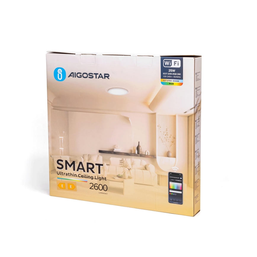 Aigostar - LED RGBW Dimbar taklampa LED/25W/230V 2700-6500K Wi-Fi