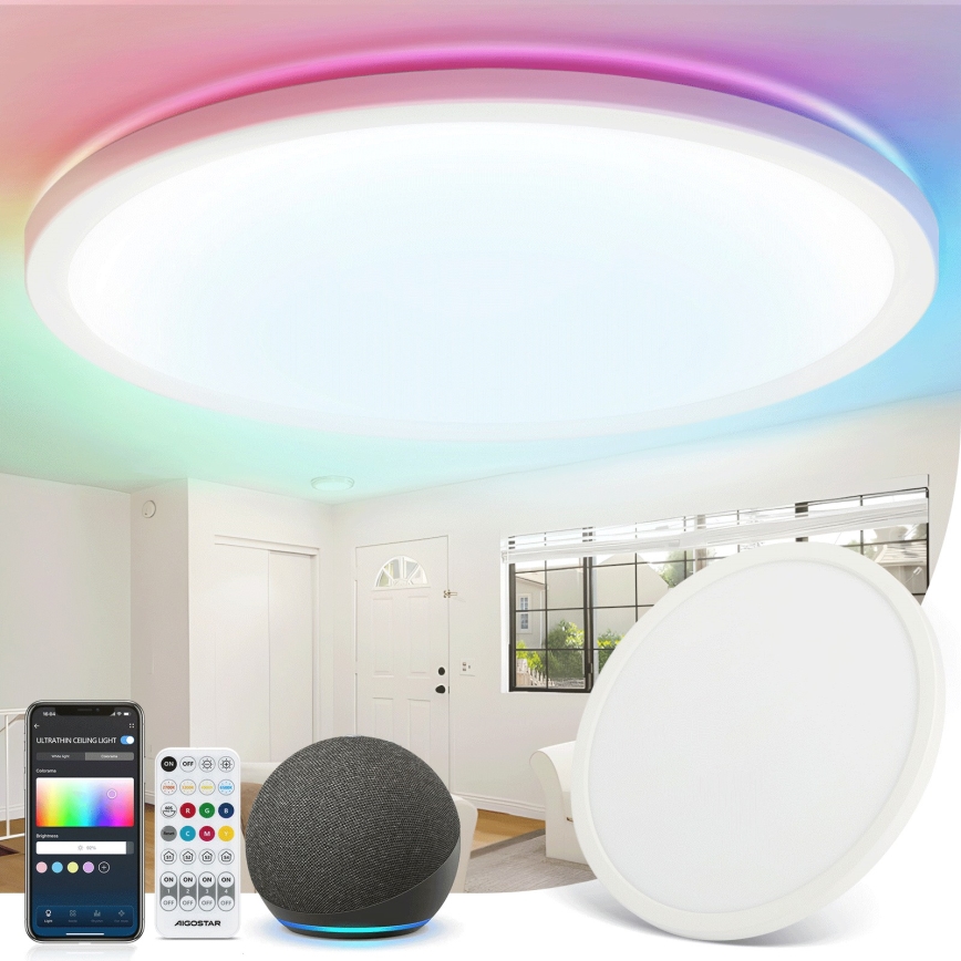 Aigostar - LED RGBW Dimbar taklampa MESH LED/36W/230V 3000-6500K vit + fjärrkontroll
