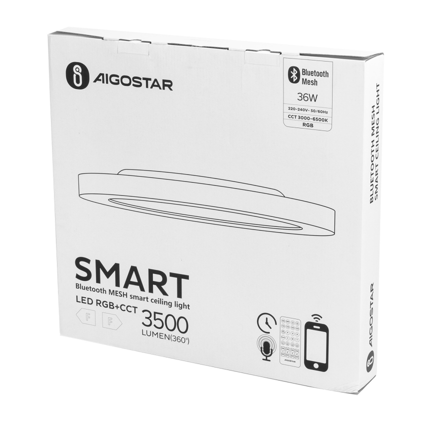 Aigostar - LED RGBW Dimbar taklampa MESH LED/36W/230V 3000-6500K vit + fjärrkontroll