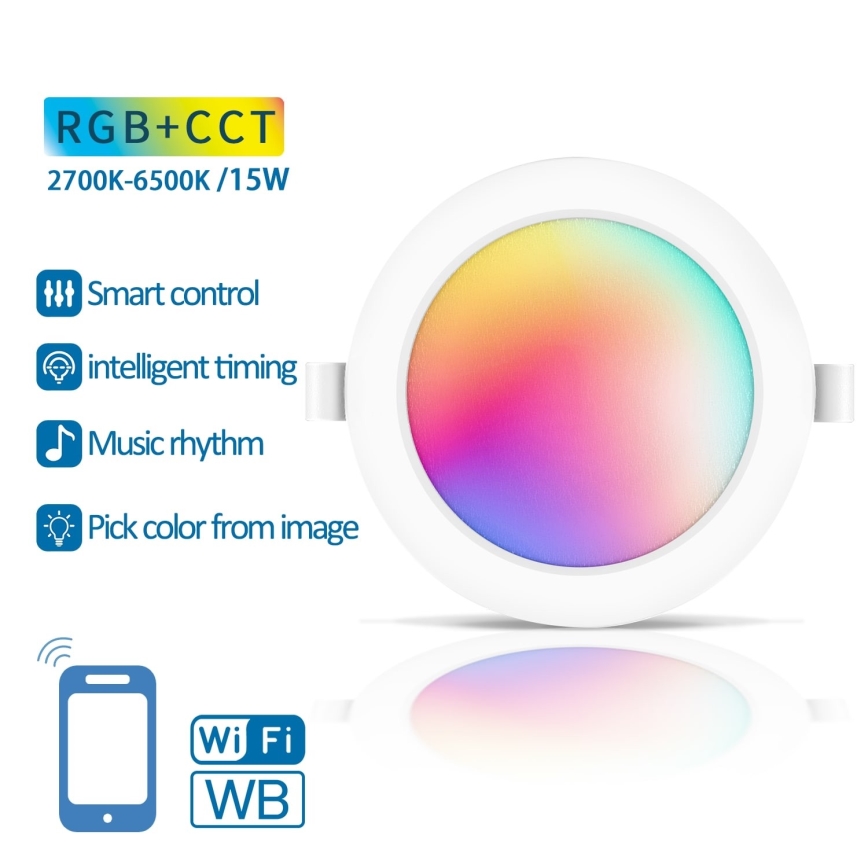 Aigostar - LED RGBW Ljusreglerad upphängd taklampa LED/15W/230V 2700-6500K diameter 17,5 cm Wi-Fi