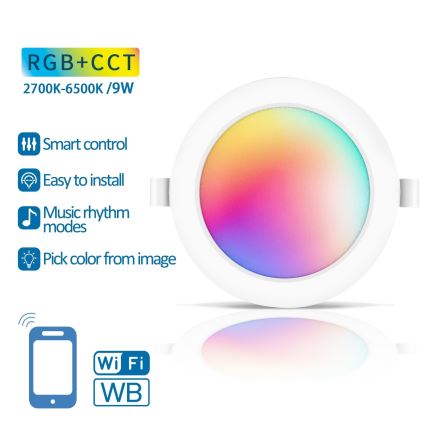 Aigostar - LED RGBW Ljusreglerad upphängd taklampa LED/9W/230V 2700-6500K diameter 14,5 cm Wi-Fi
