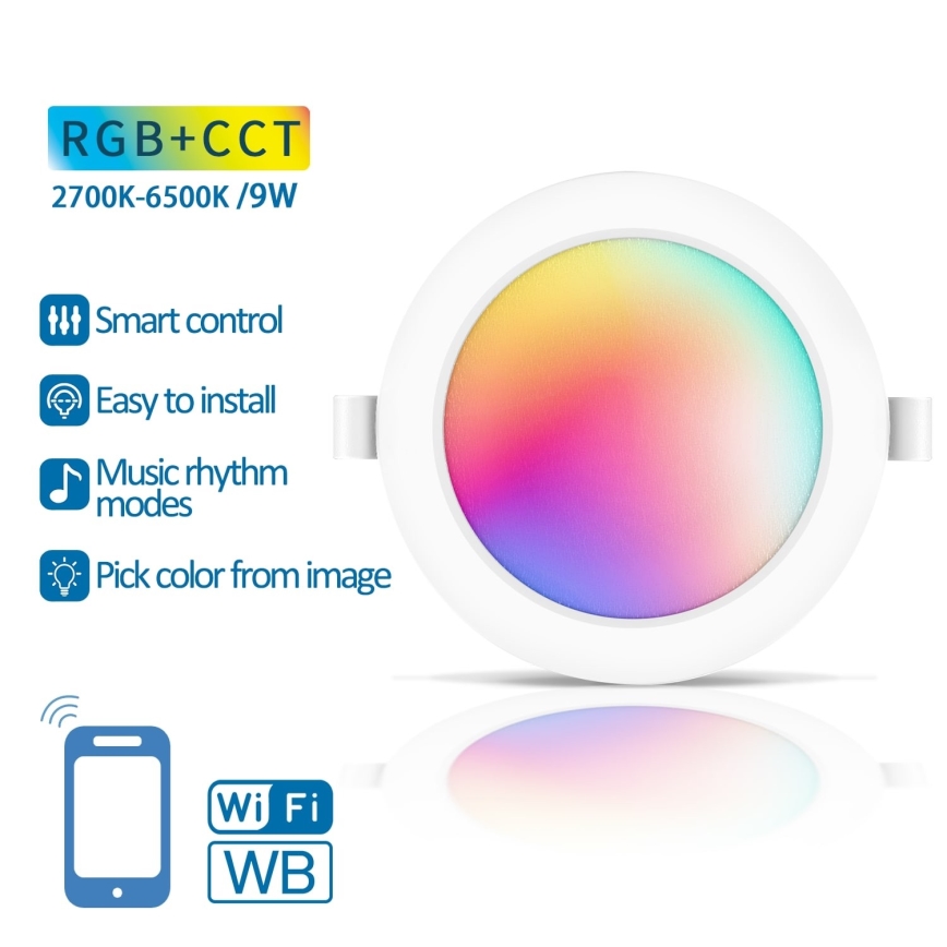 Aigostar - LED RGBW Ljusreglerad upphängd taklampa LED/9W/230V 2700-6500K diameter 14,5 cm Wi-Fi