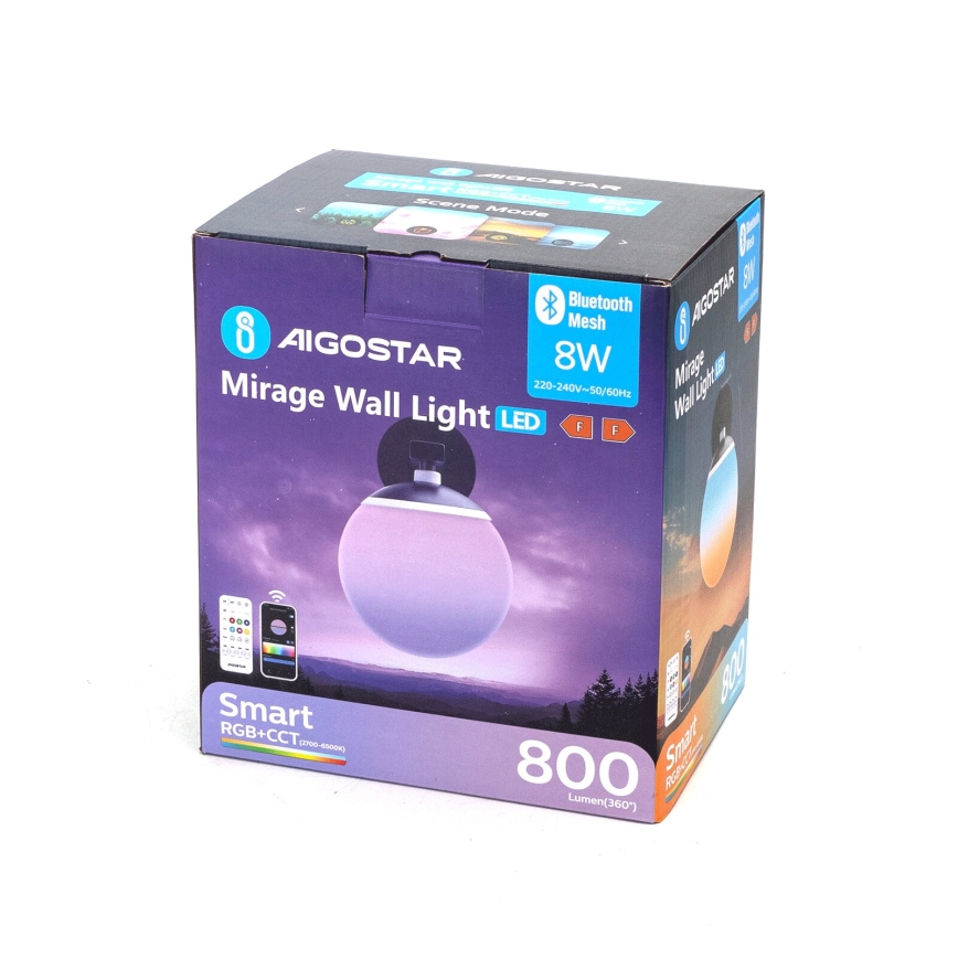 Aigostar - LED RGBW Ljusreglerad vägglampa MESH Smart LED/8W/230V + fjärrkontroll