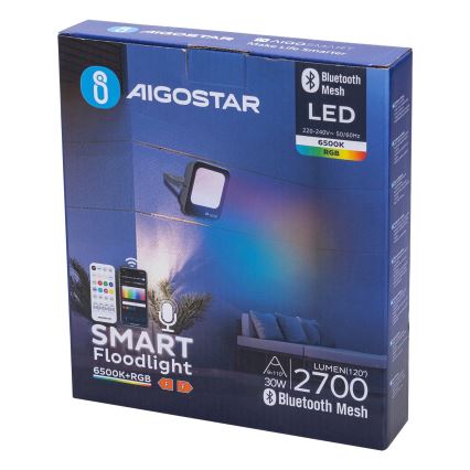 Aigostar - LED RGBW Dimbar strålkastare MESH Smart LED/30W/230V 6500K IP65 + fjärrkontroll