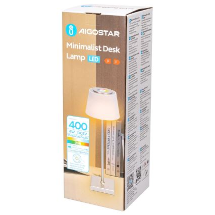 Aigostar - LED RGBW Utomhusdimbar uppladdningsbar bordslampa LED/4W/5V 3600mAh vit/matt krom IP54