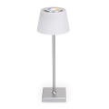 Aigostar - LED RGBW Utomhusbordslampa med dimmer, uppladdningsbar LED/4W/5V 3600mAh vit/matt krom IP54