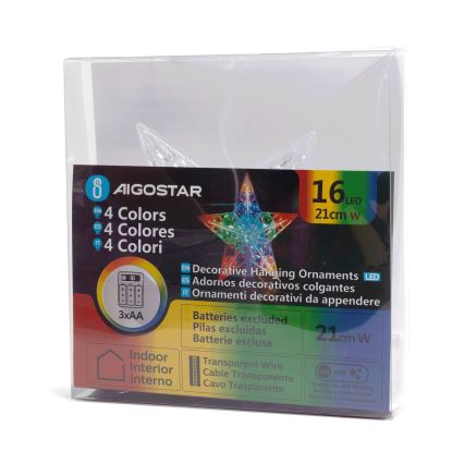 Aigostar - LED RGBY juldekoration 16xLED/3xAA stjärna