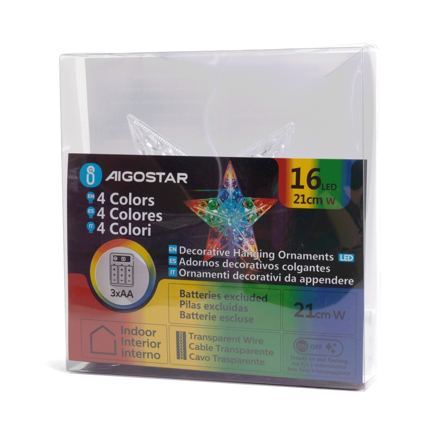 Aigostar - LED RGBY juldekoration 16xLED/3xAA stjärna
