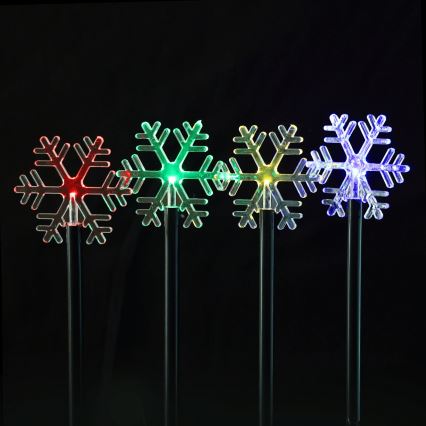 Aigostar - LED RGBY solcellsdriven julbelysning 5xLED/1,2V/8 funktioner 1m IP65 800mAh snöflingor