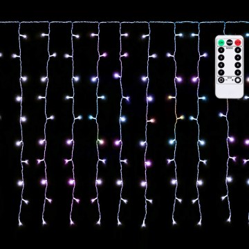 Aigostar - LED RGBY utomhus julbelysning ljusslinga 300xLED/8 funktioner 3x1m IP44 + fjärrkontroll