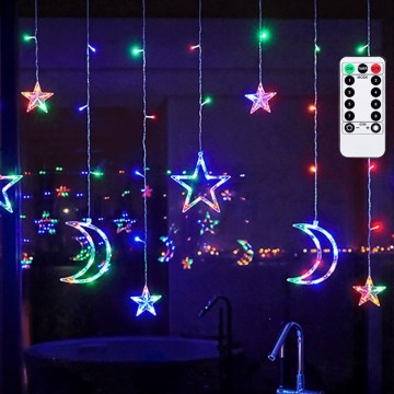 Aigostar - LED RGBY utomhus julslinga, 120 LED, 8 funktioner, 3x0,6 m, IP44, flerfärgad med fjärrkontroll
