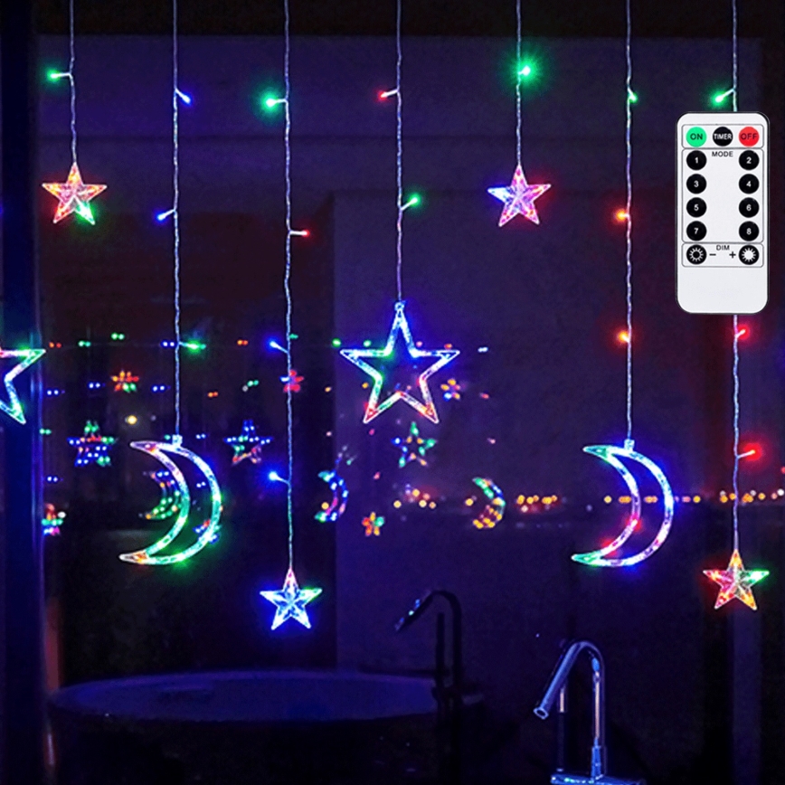 Aigostar - LED RGBY utomhus julslinga, 120 LED, 8 funktioner, 3x0,6 m, IP44, flerfärgad med fjärrkontroll