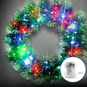 Aigostar - LED RGBY utomhusjulkrans, 72 LED, 3×AA, Ø 50 cm, IP44