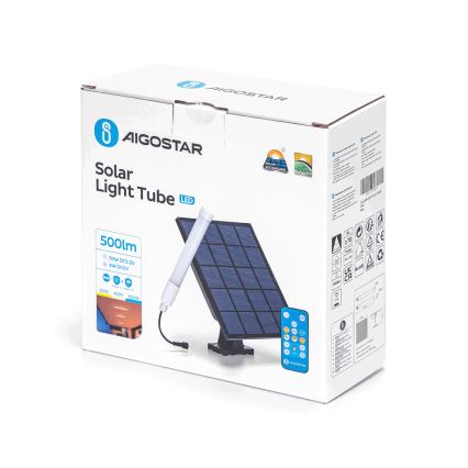 Aigostar - LED Ljusreglerad tub med solcellspanel LED/3,2V 3000K/4000K/6500K IP65 + fjärrkontroll