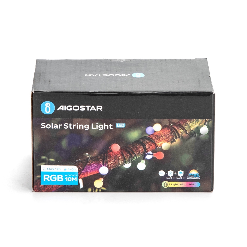 Aigostar - LED Solar Dekorativ slinga 50xLED/8 funktioner 12m IP65 Flerfärgad