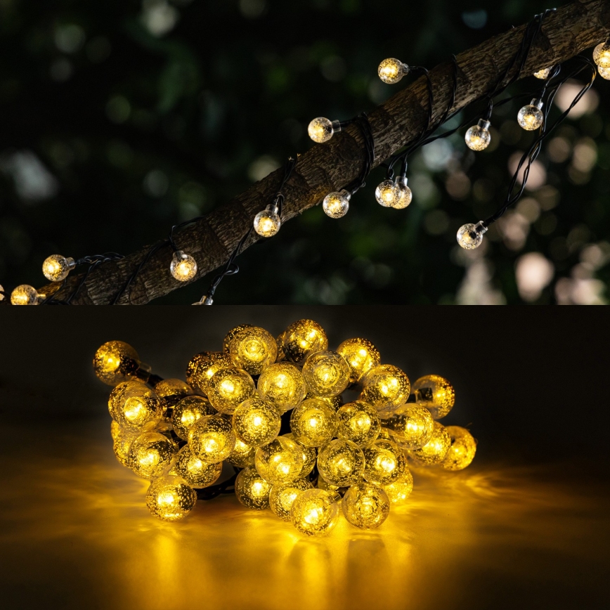 Aigostar - LED Solar Dekorativ slinga 50xLED/8 funktioner 12m IP65 varm vit