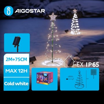 Aigostar - LED Solar Juldekoration LED/0,26W/3,7V 75cm IP65 kall vit