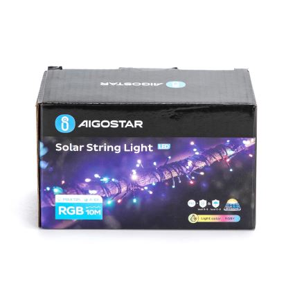 Aigostar - LED Solar Julkedja 100xLED/8 funktioner 12m IP65 Flerfärgad
