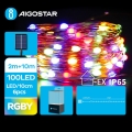 Aigostar - LED Solar Julkedja 100xLED/8 funktioner 12m IP65 Flerfärgad