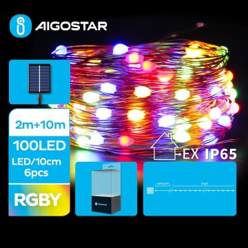 Aigostar - LED Solar Julkedja 100xLED/8 funktioner 12m IP65 Flerfärgad